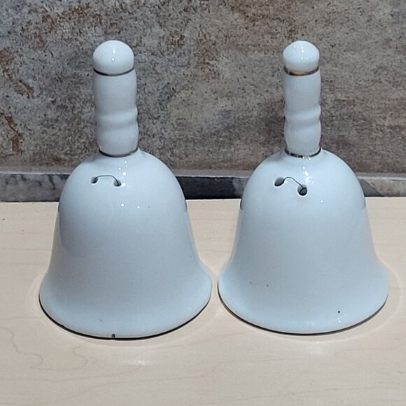 Vintage Pair Christmas Bells Christmas Tree & Christmas Wreath Gold Band - Picture 2 of 9